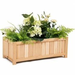 Best reviews of โ๏ธ 27.5 in. L x 12 in. W x 10 in. H Beige Wood Rectangle Raised Bed Flower Planter Box VegetableFolding by Costway ๐ฅฐ