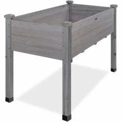 Best Sale ๐ 2 ft. x 4 ft. x 2.5 ft. Gray Elevated Garden Bed, Raised Wooden Planter/Foot Caps, Bed Liner by Best Choice Products ๐