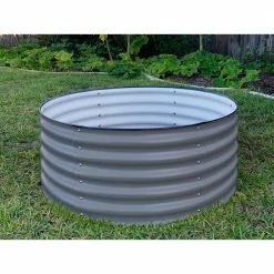 Best Pirce 💯 17 in. Tall x 42 in. Round Modern Gray Metal Raised Garden Bed Kit by vego garden 🌟