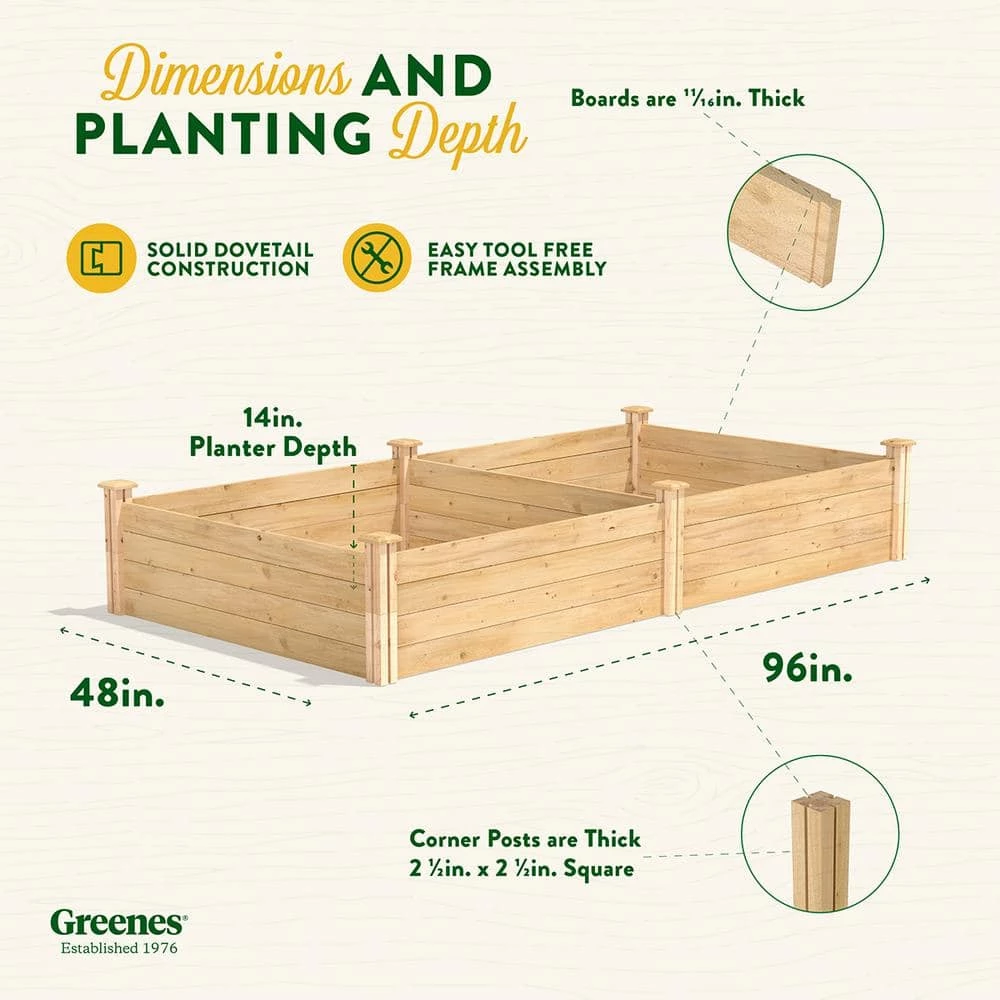 Outlet ๐ 4 ft. x 8 ft. x 14 in. Original Cedar Raised Garden Bed by Greenes Fence โ๏ธ - Image 2