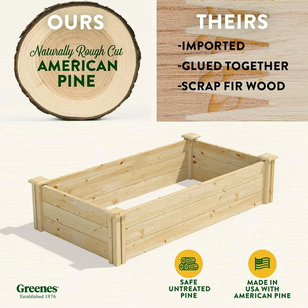 Best Sale โญ 2 ft. x 4 ft. x 10.5 in. Original Pine Raised Garden Bed by Greenes Fence ๐ - Image 3