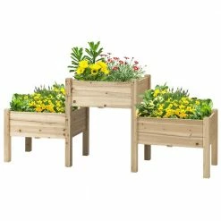 Best reviews of 🔥 Natural Fir Raised Garden Bed with Freestanding Wooden Plant Stand (3-Tier) by Outsunny 🔥