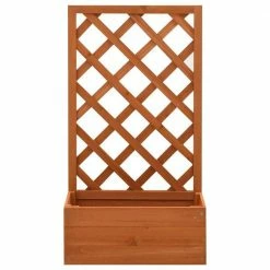 Best Sale โ 19.7 in. x 9.8 in. x 35.4 in. Garden Trellis Planter Orange Solid Firwood by Unbranded ๐