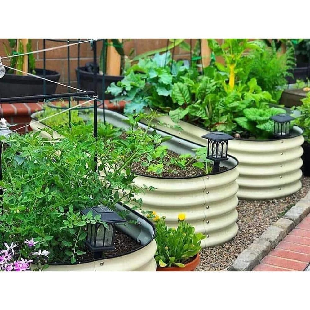 Promo ๐ 17" Tall 6 In 1 Modular Metal Raised Garden Bed Kit - Pearl White by vego garden ๐ - Image 3