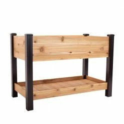 Brand new ๐ 2 ft. x 4 ft. Elevated Cedar Garden Bed with Shelf (Vinyl Legs) by Vigoro ๐ฅฐ