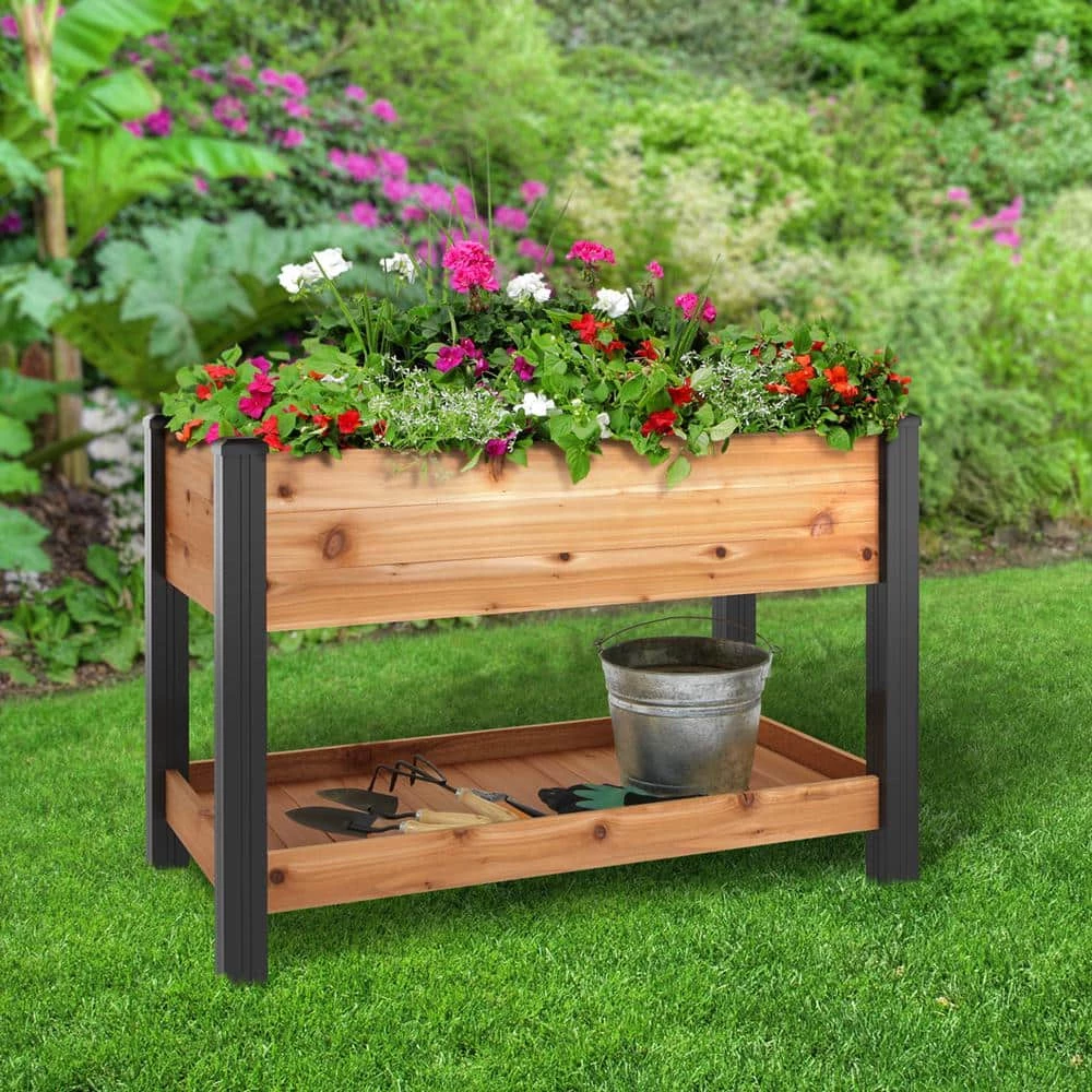 Brand new ๐ 2 ft. x 4 ft. Elevated Cedar Garden Bed with Shelf (Vinyl Legs) by Vigoro ๐ฅฐ - Image 3